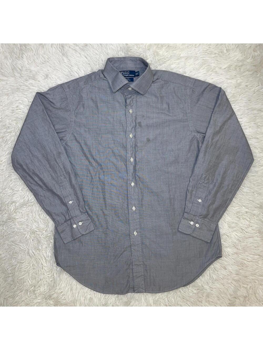 VTG Polo Ralph Lauren Gray Dress Shirt 18 34/35 Classic Fit Long Sleeve Regent